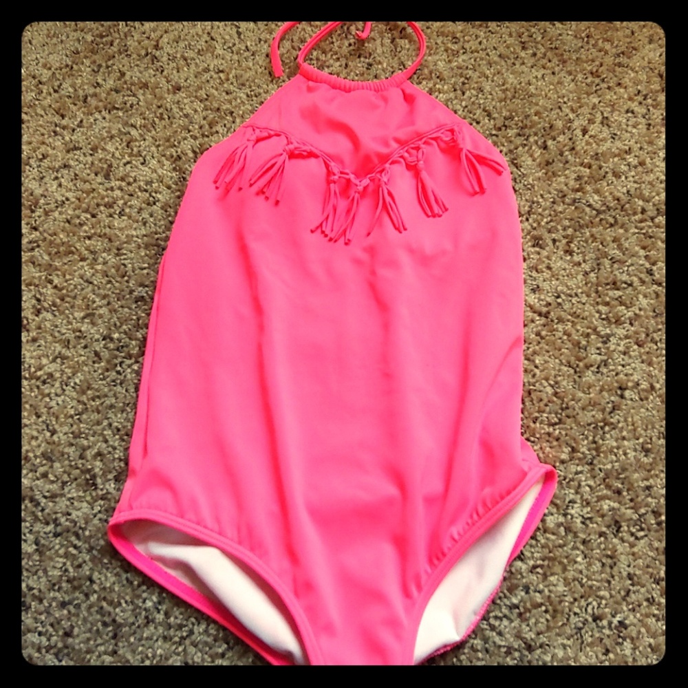 Pink fringe swimsuit